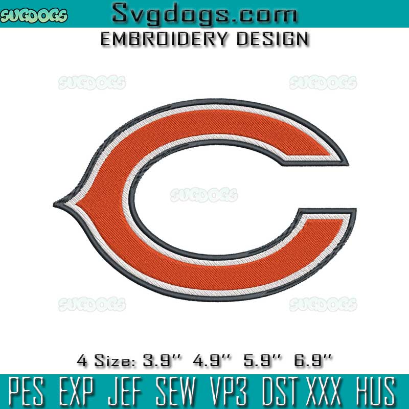 Chicago Bears Logo Embroidery Design File, Chicago Bears Embroidery