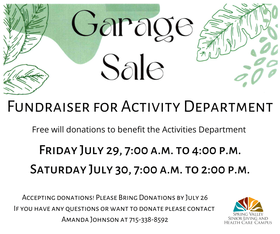 July Garage Sales Spring Valley Senior Living and Health Care Campus