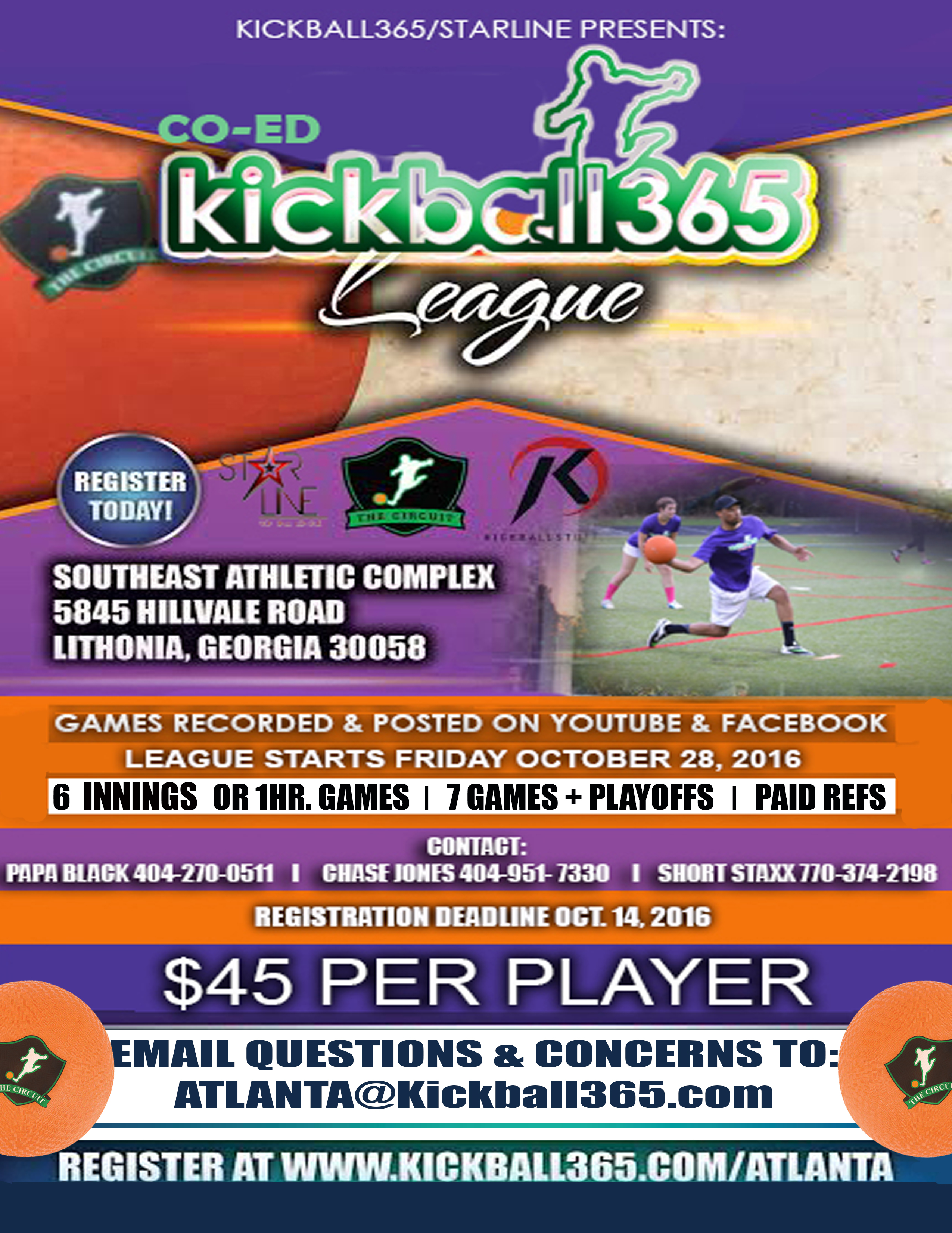 GA ATLANTA CoEd FALL 2016 (FRIDAY) Kickball365 Leagues
