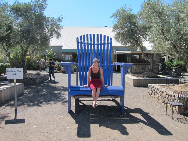 Big blue chair East of the Equator M&M