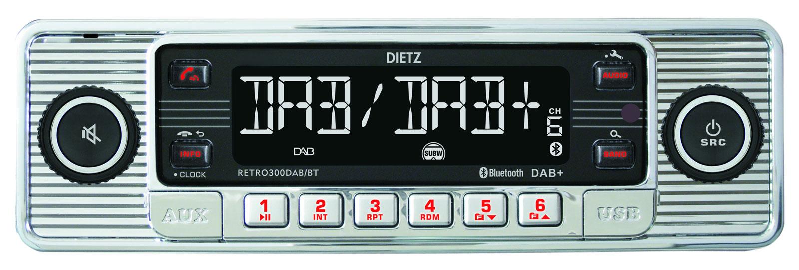 Retro Bilradio DAB +, Bluetooth og USB, Sølv Bilradio Bluetooth