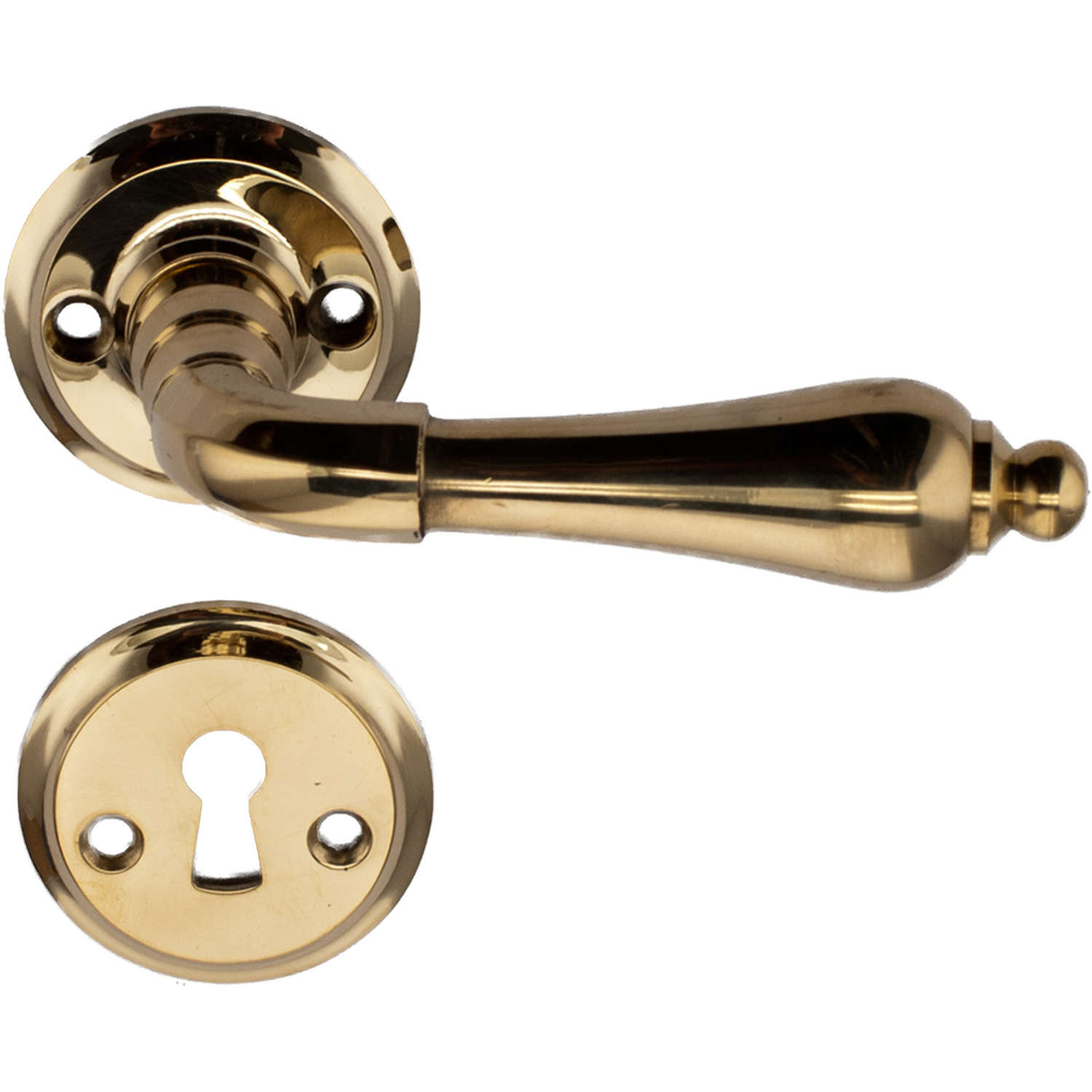 Door handle brass rosette and escutcheon Brass door handles