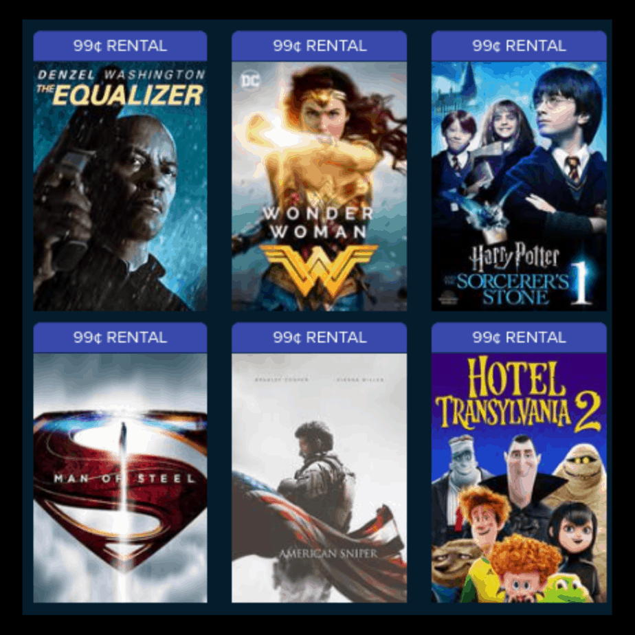 VUDU, Prime Video, FandangoNOW or Google Play Rentals Only 0.99