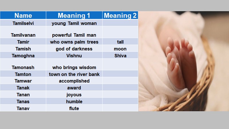 BABY NAMES WITH ALPHABET T » SWAKOSH