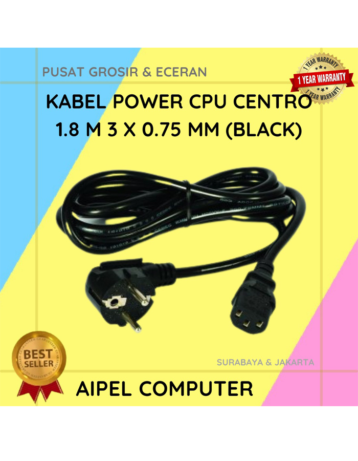 KPCLC18 KABEL POWER CPU CENTROO 1.8 M 3 X 0.75 MM (BLACK) SWALAYAN