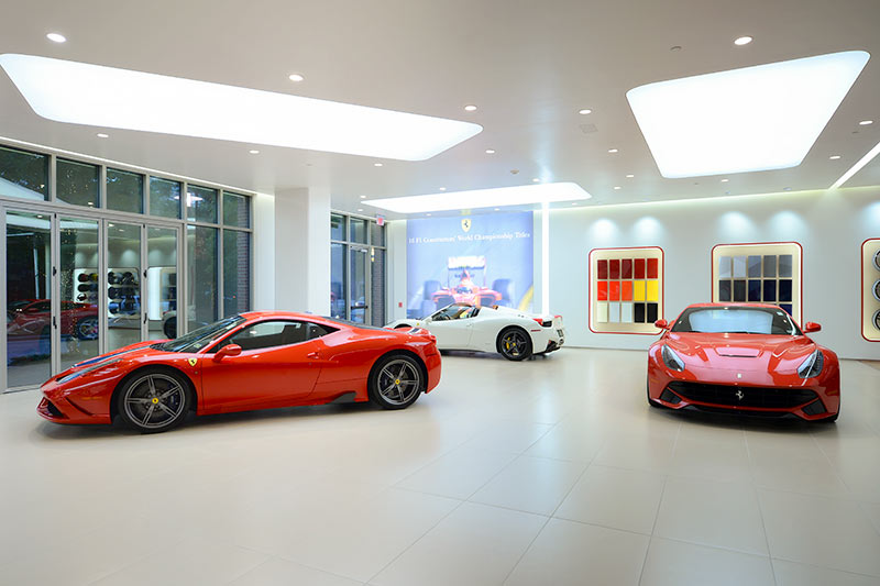 A New Ferrari Dealership Moves in Under a Woodlands Parking Garage