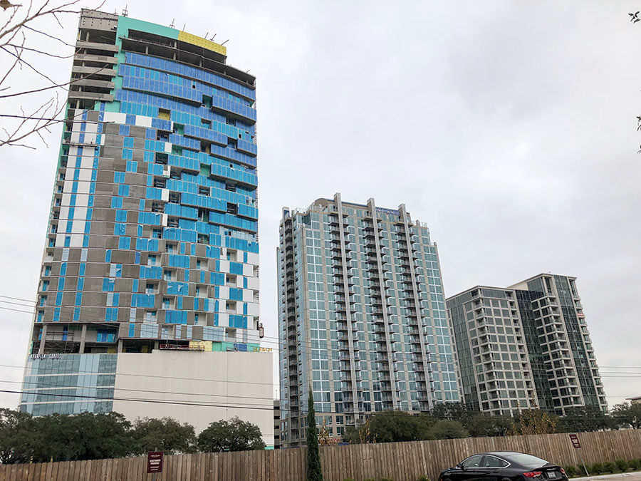 Arabella Condo Tower Now Showing Off Its Colors and Contours Swamplot