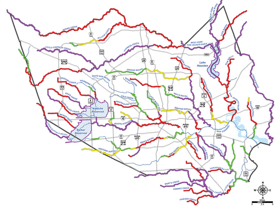 Every Spot Where Bayou Flooding Broke a Record During Harvey, Mapped