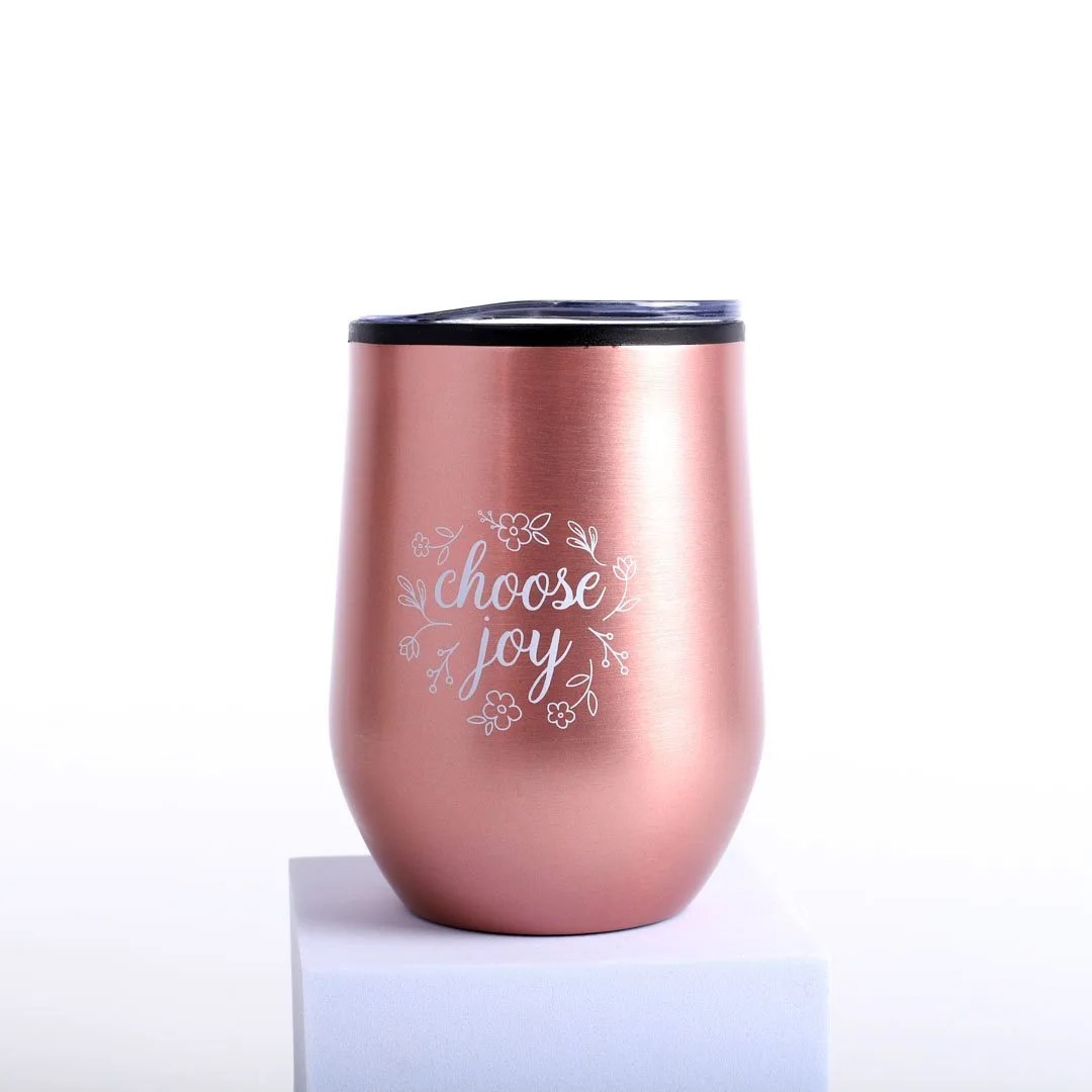 Stainless Steel Rose Gold Mug Tumbler "Choose Joy" 12oz Swanson
