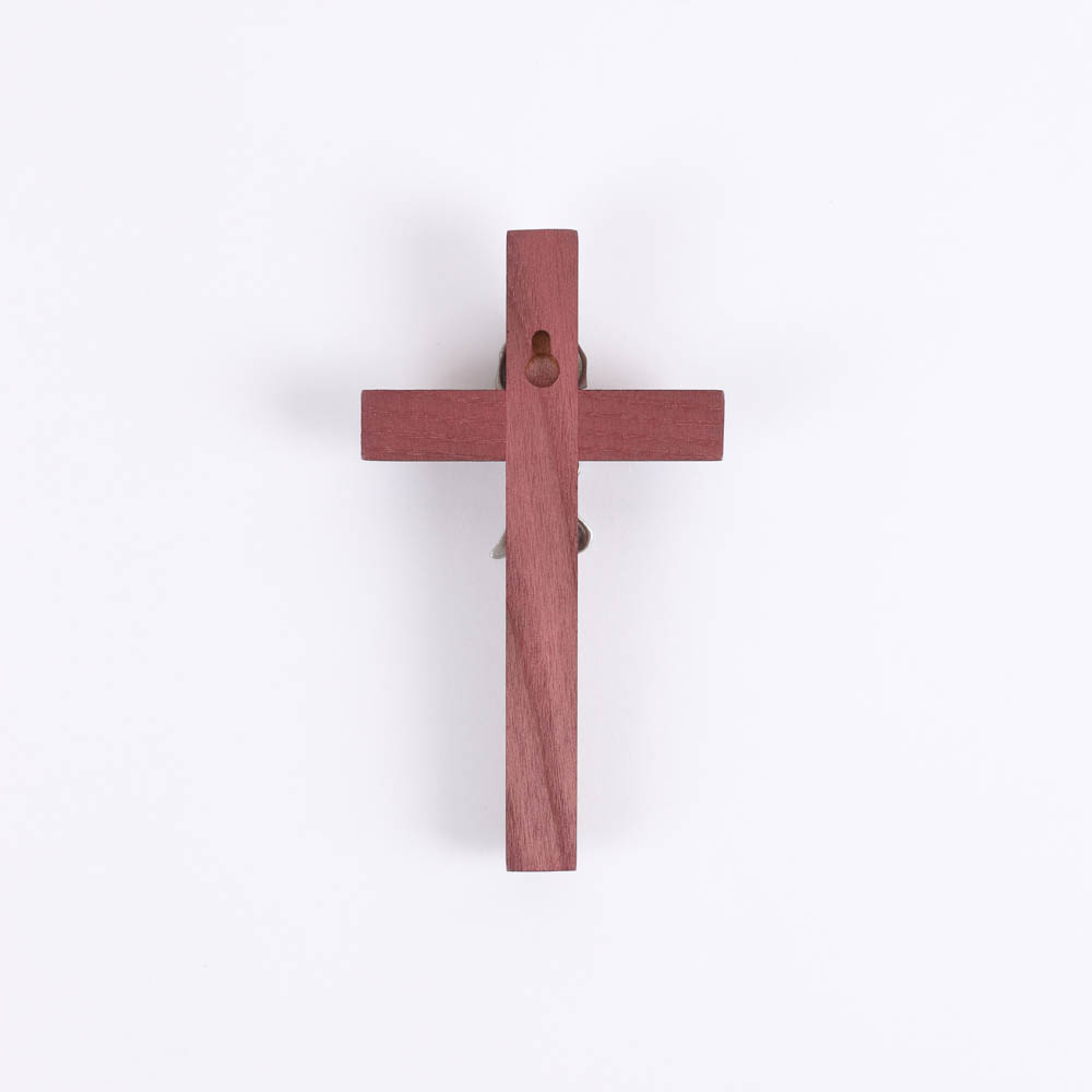Wall Cross Cherry Wood with Stainless Steel Praying Girl