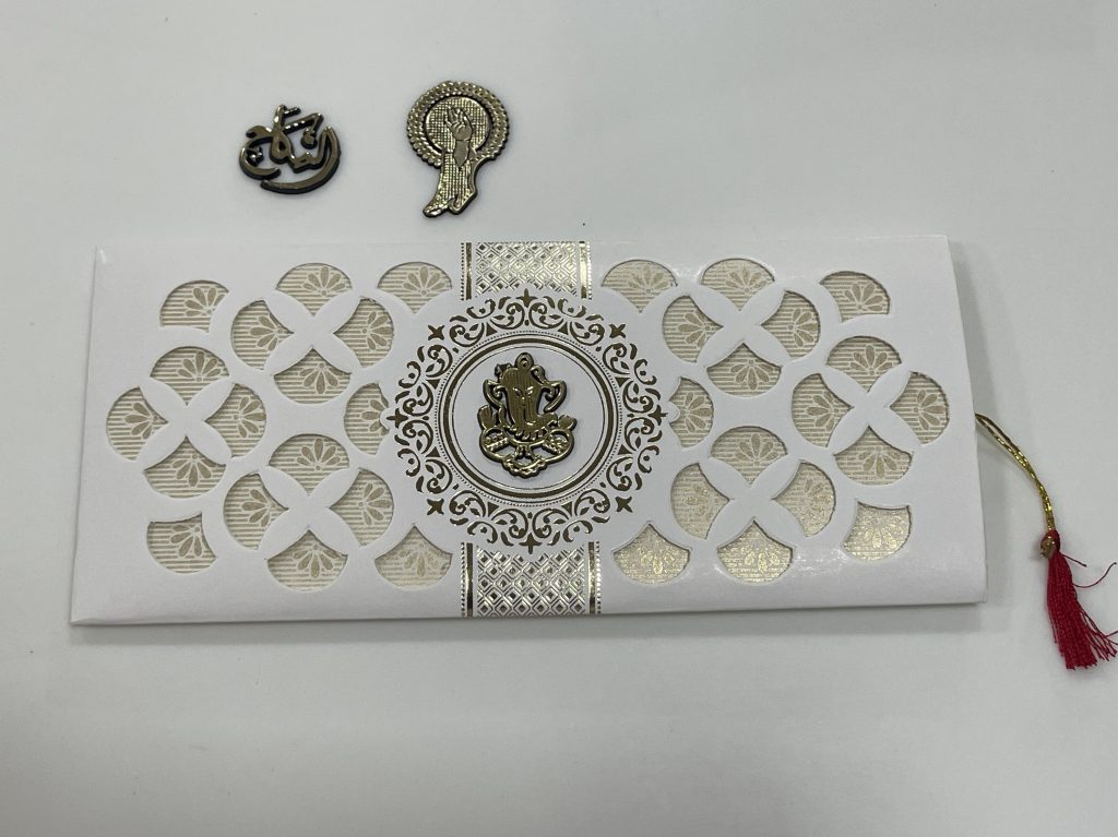 Jacket Style simple wedding invitation card Swastik Cards