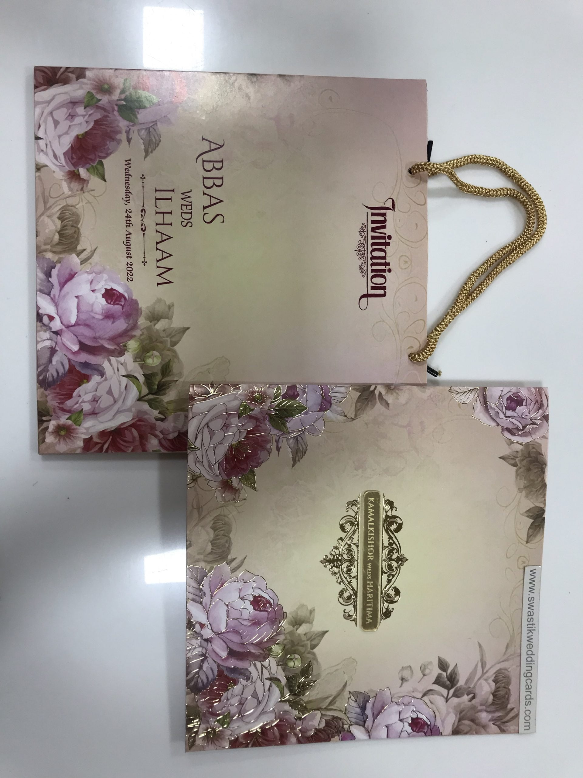 Floral folder print wedding invitation card Swastik Cards