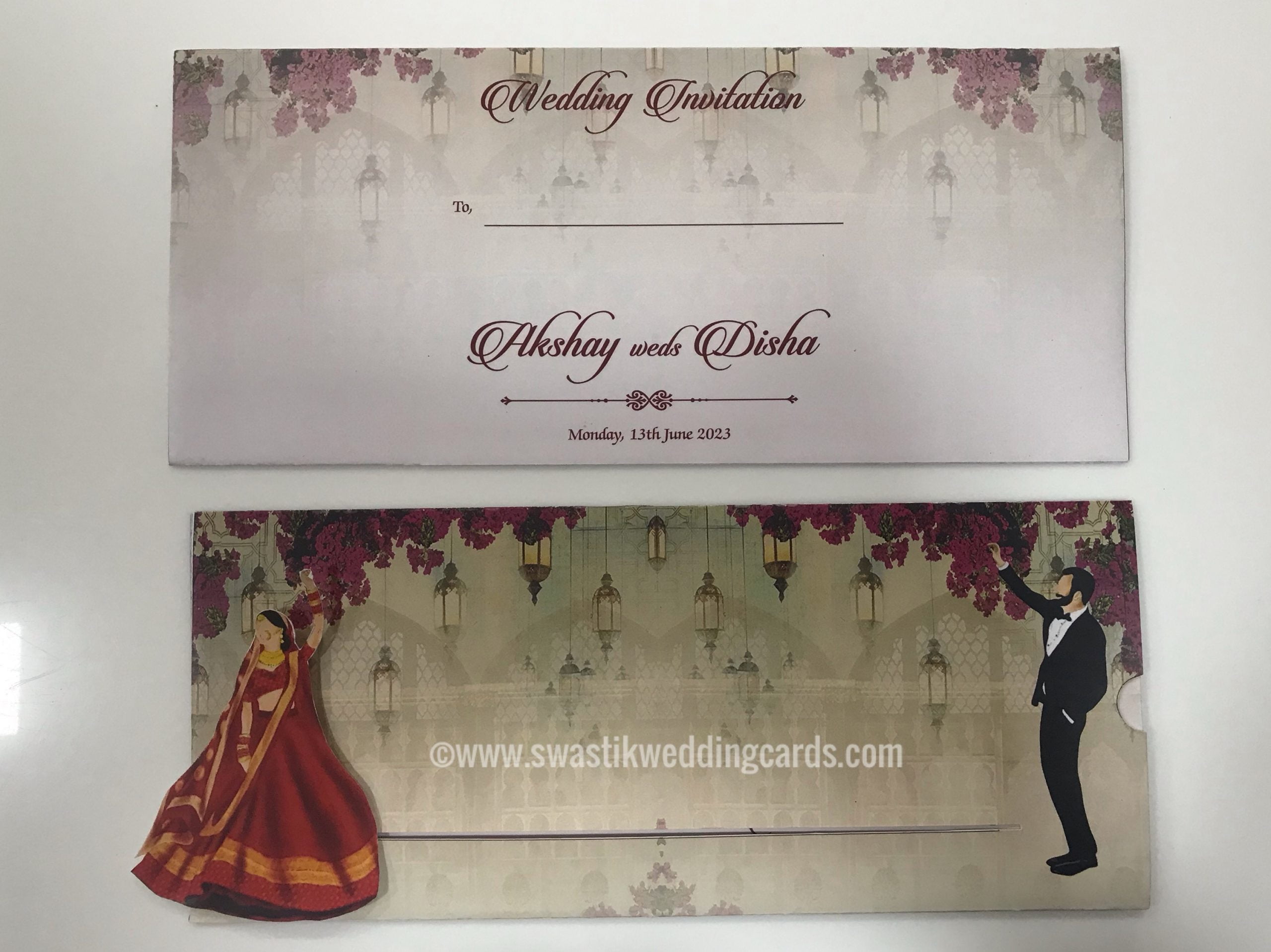 Sliding Wedding Invitation Cards Swastik Cards