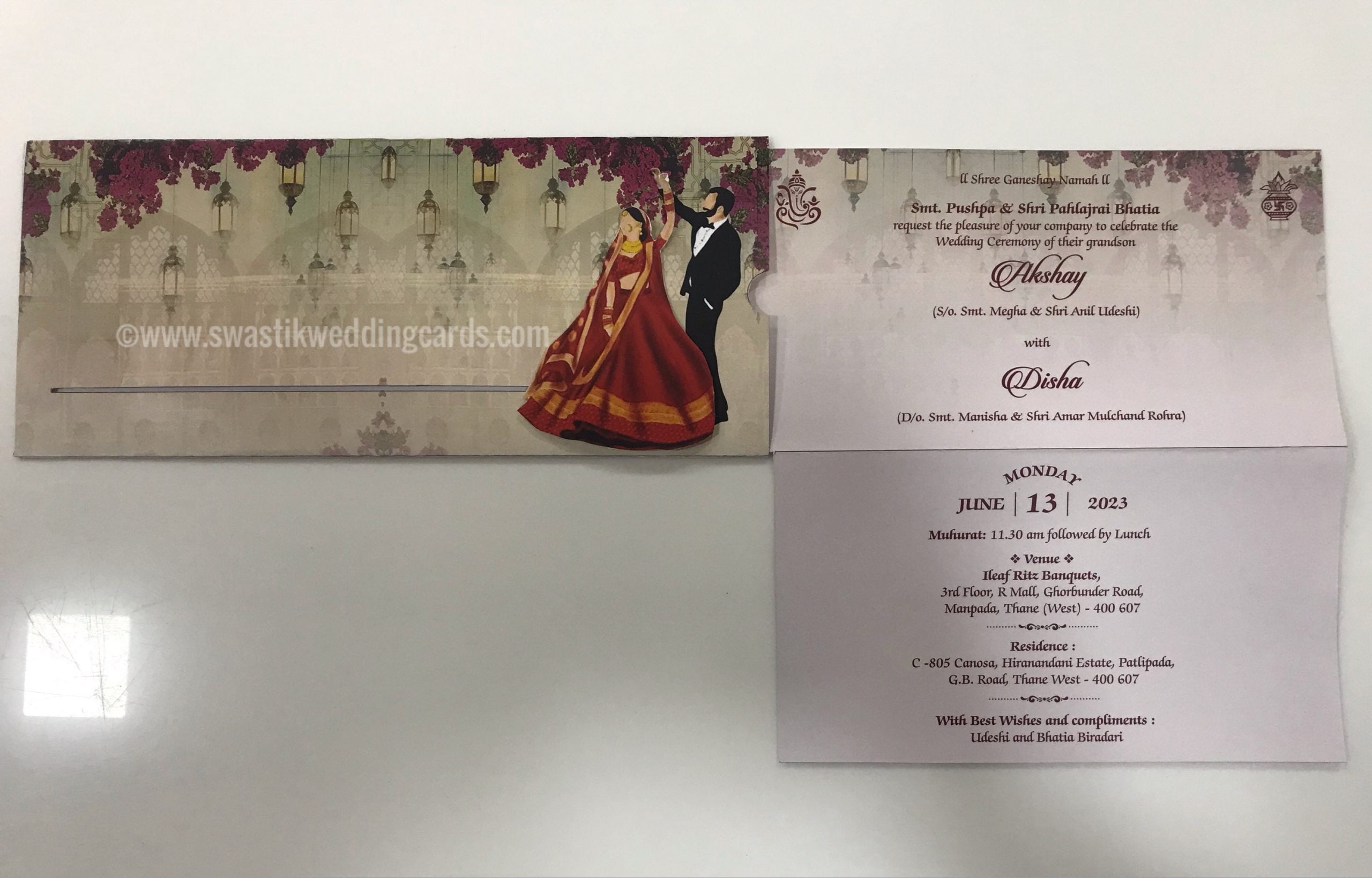 Sliding Wedding Invitation Cards Swastik Cards