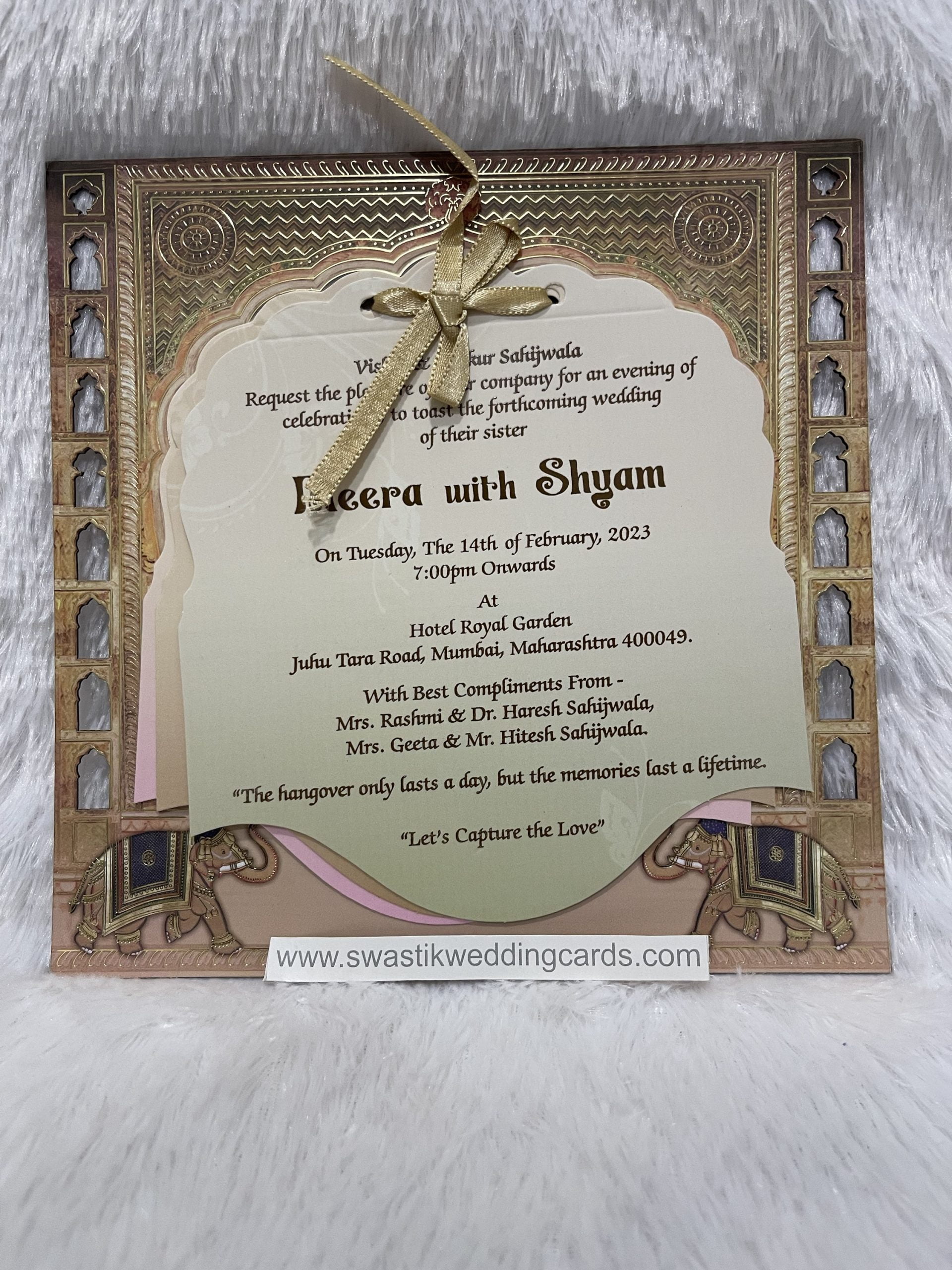 Traditional Frame style wedding invitation cards Swastik Cards