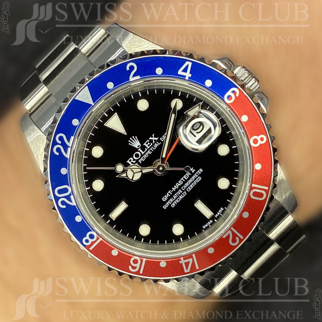 Rolex GMTMaster II 40mm 16710 Swiss Watch Club
