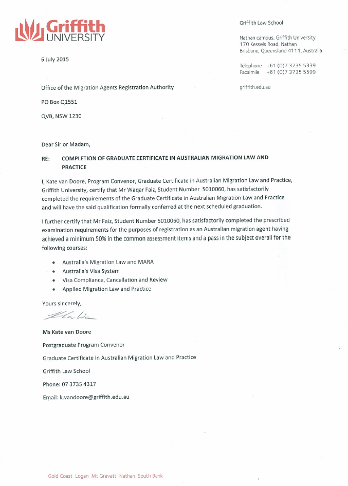 Cerificate Templates Graduate Certificate In Australian Migration Law