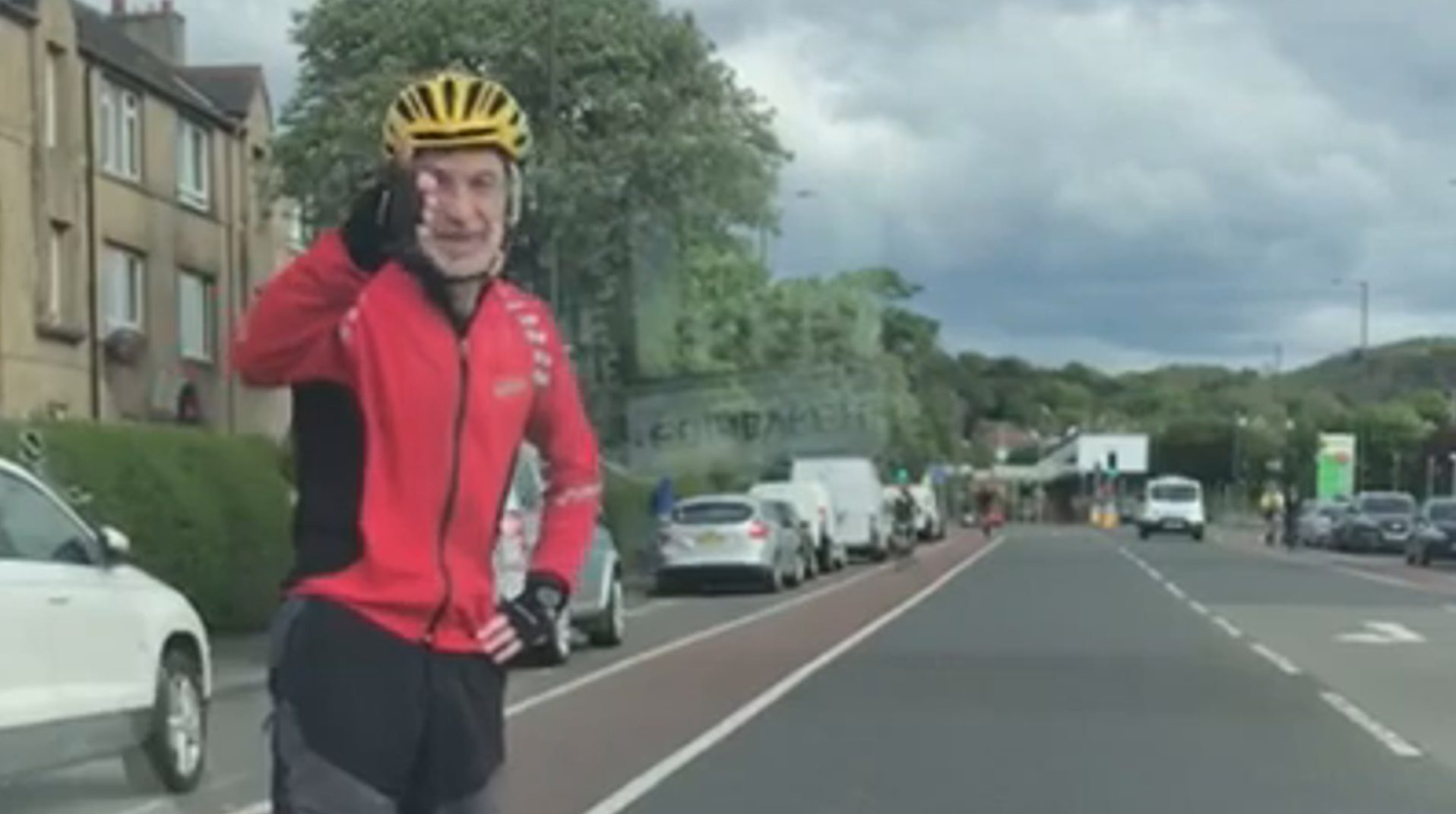 Shocking footage shows the moment a cyclist was viciously assualted by