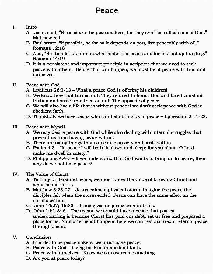 Peace Bible Lessons and Sermons