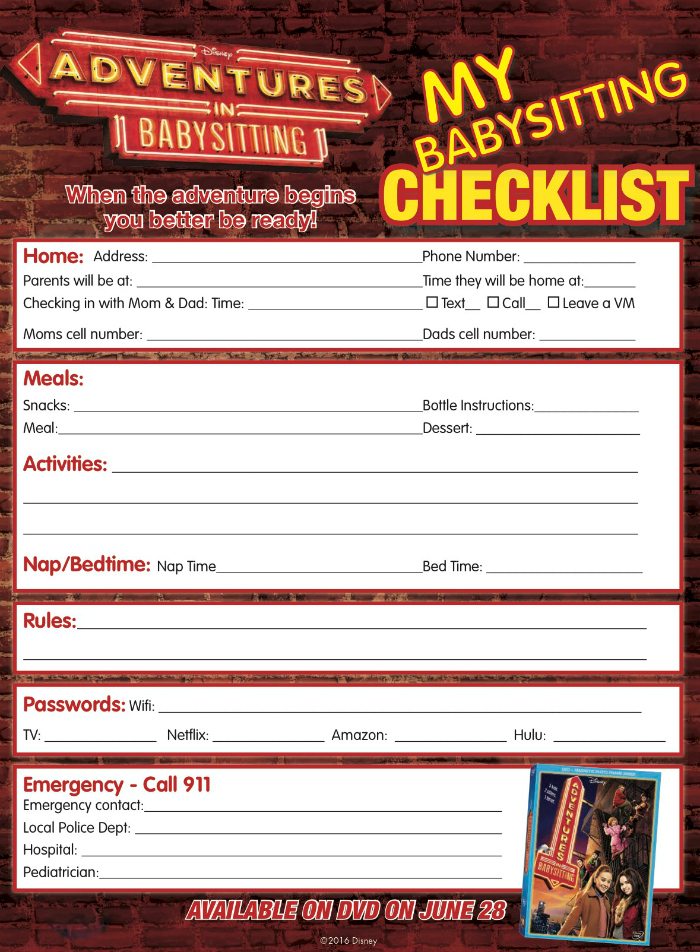 Disney Babysitting Checklist Mama Likes This