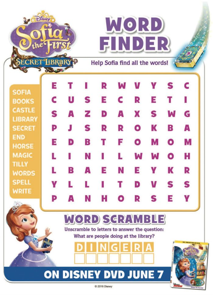 Sofia the First Word Search Puzzle Mama Likes This