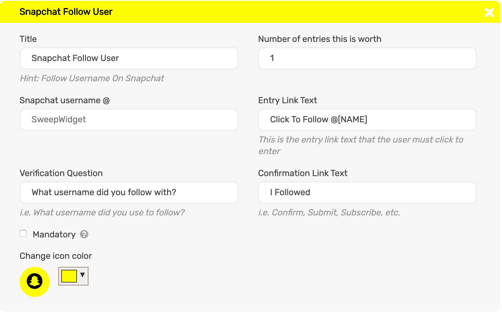 Snapchat Entry Methods SweepWidget