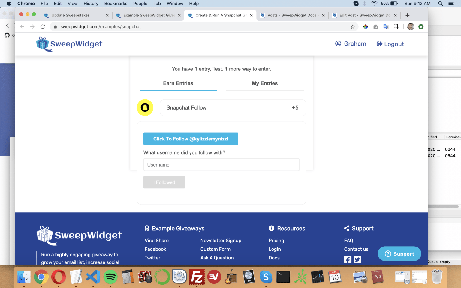 Snapchat Entry Methods SweepWidget