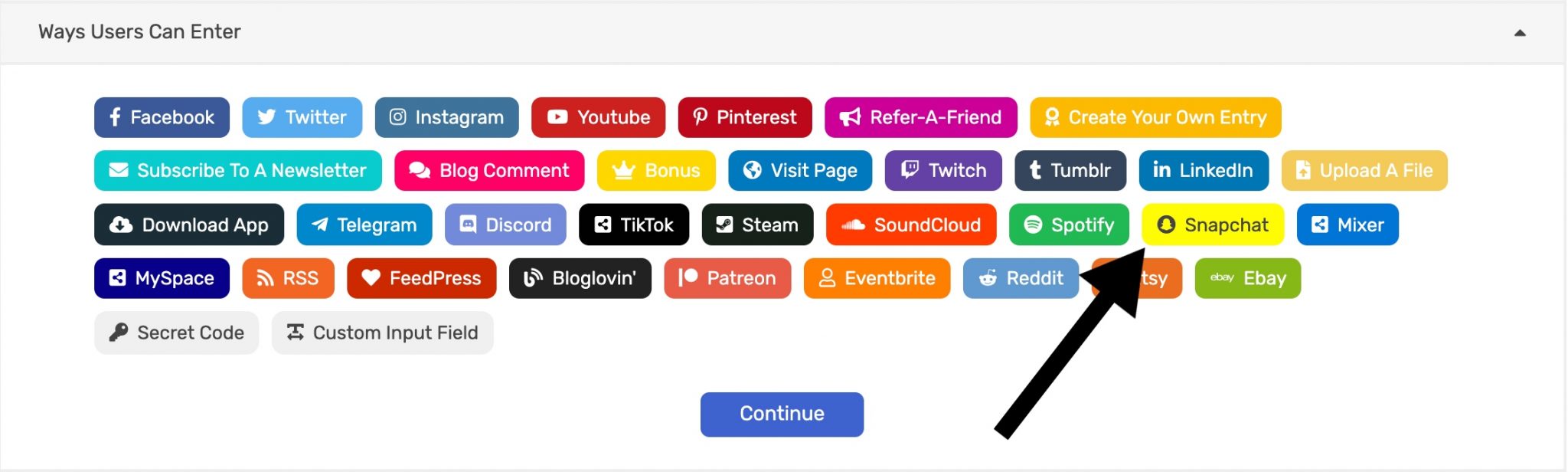 Snapchat Entry Methods SweepWidget