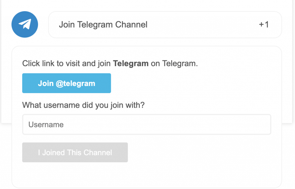Join Telegram Channel Entry Method SweepWidget