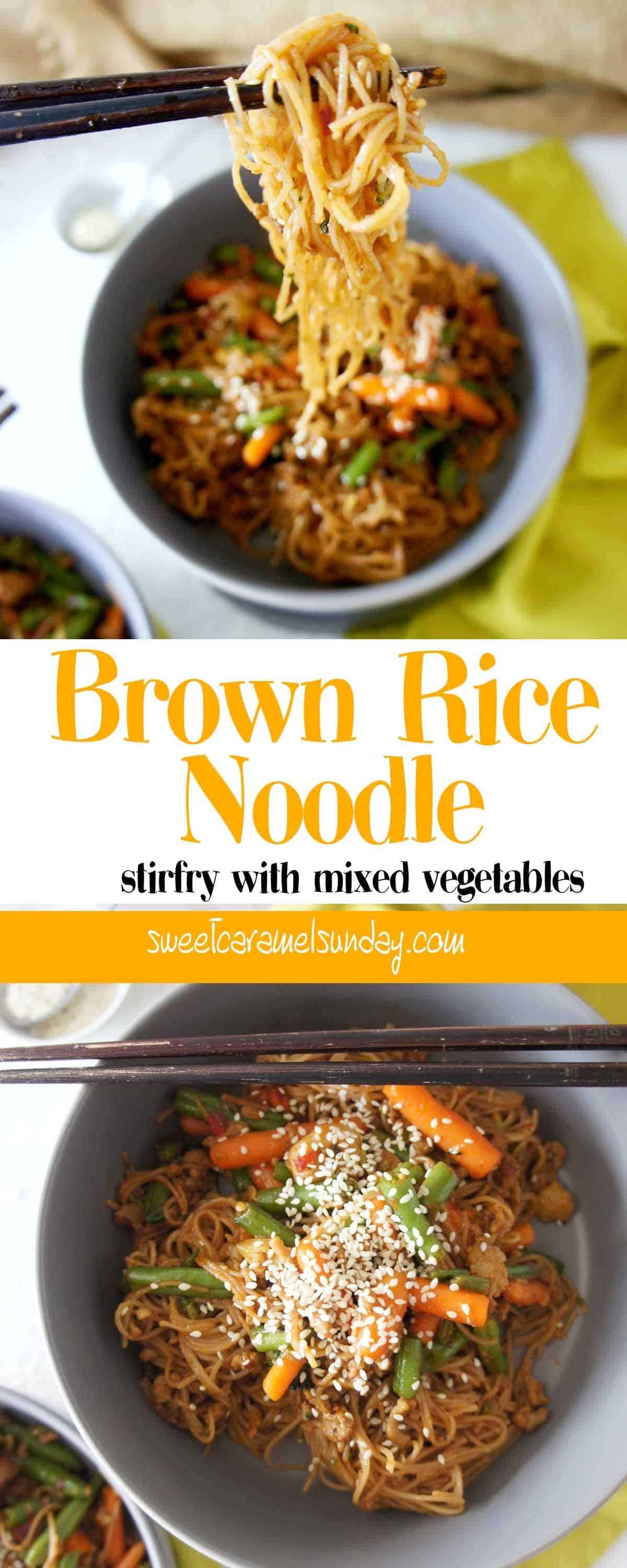 Brown Rice Noodle Stirfry Sweet Caramel Sunday