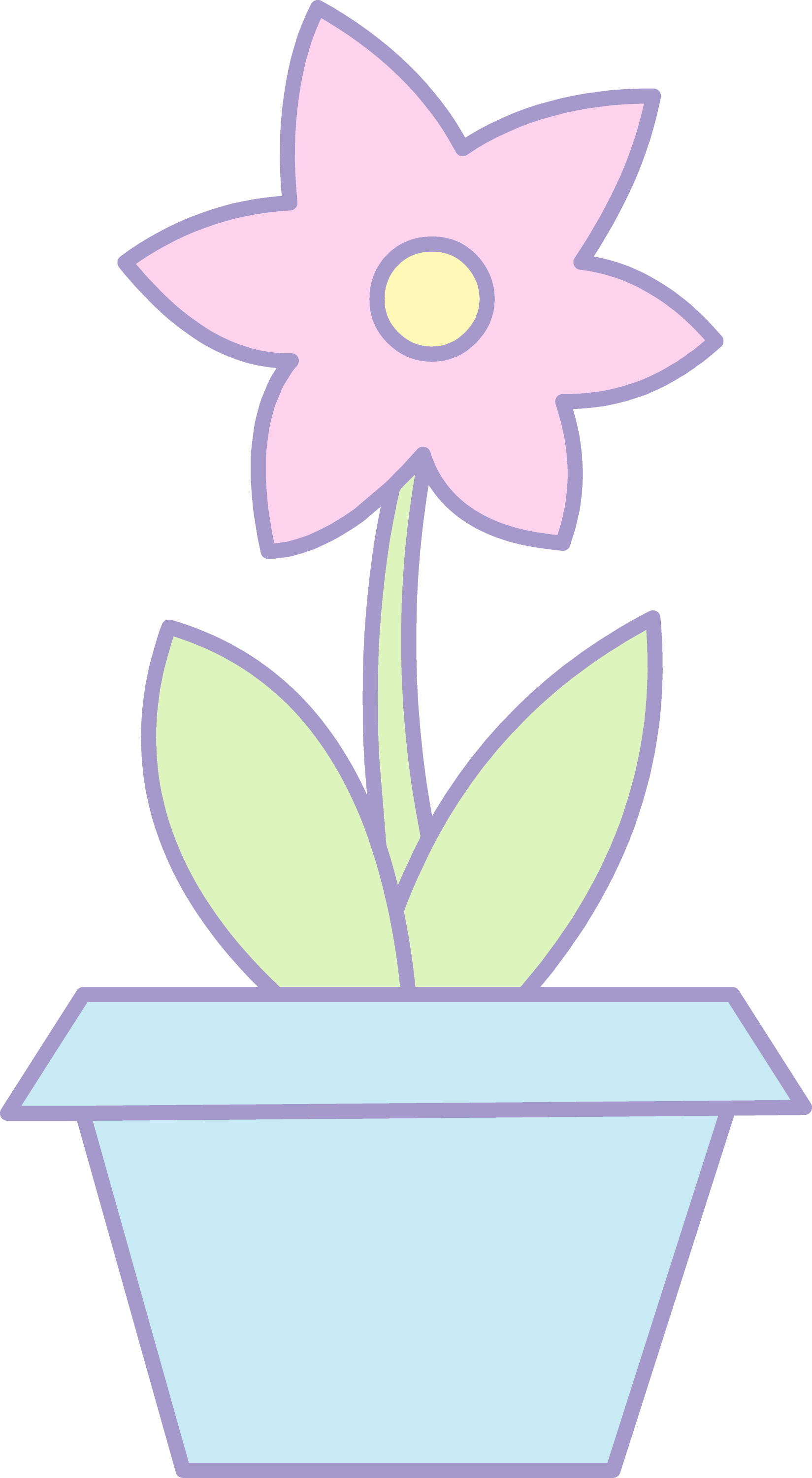 Cute Pink Flower in Blue Pot Free Clip Art