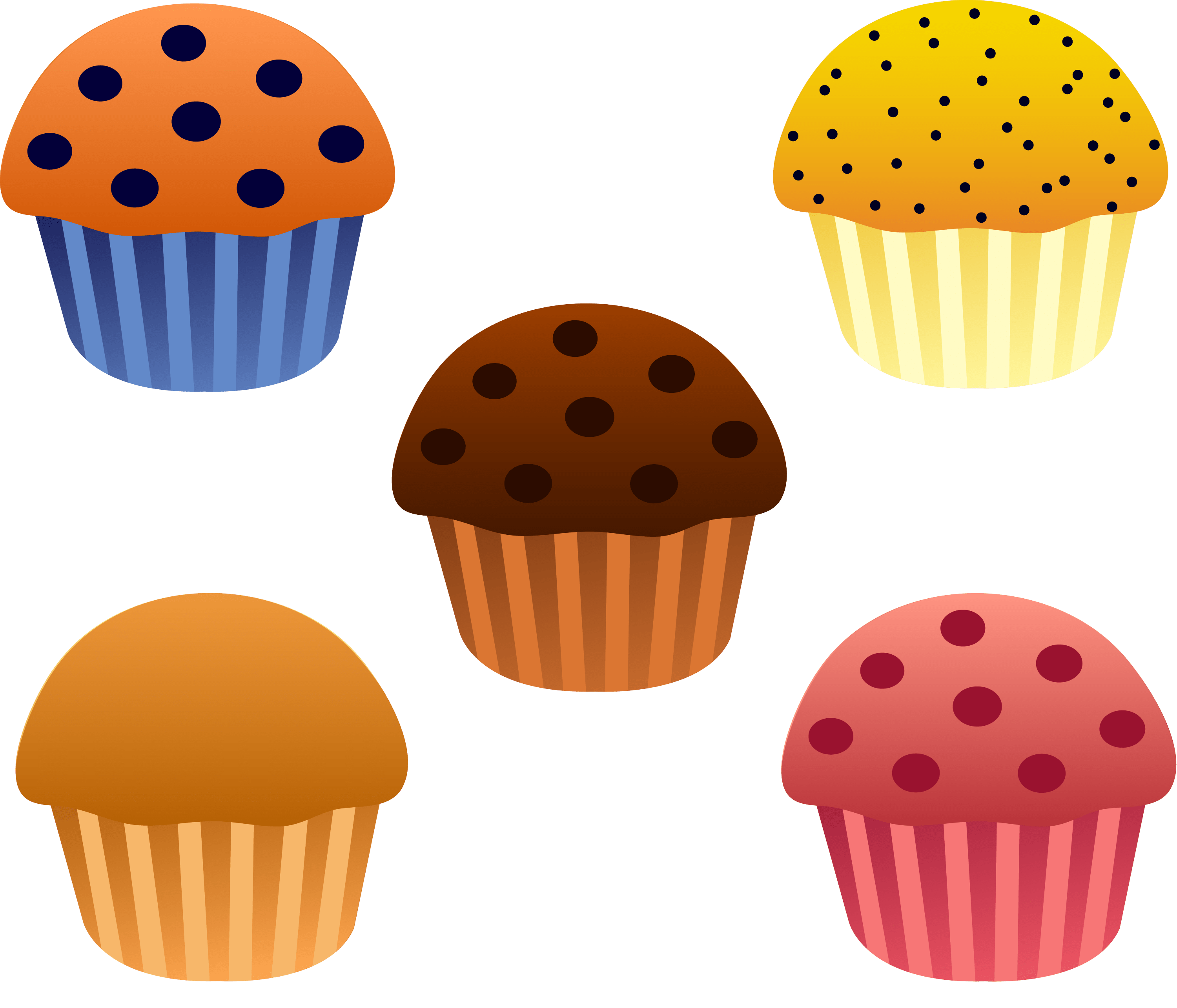 Set of Five Assorted Muffins Free Clip Art