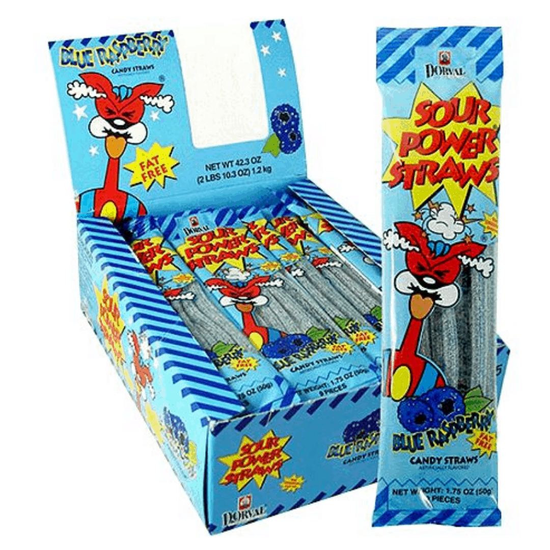 Sour Power Straws Blue Raspberry Sweetcraft