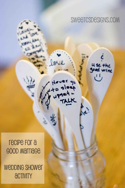 Recipe for a Good Marriage Shower Activity Sweet Cs Designs