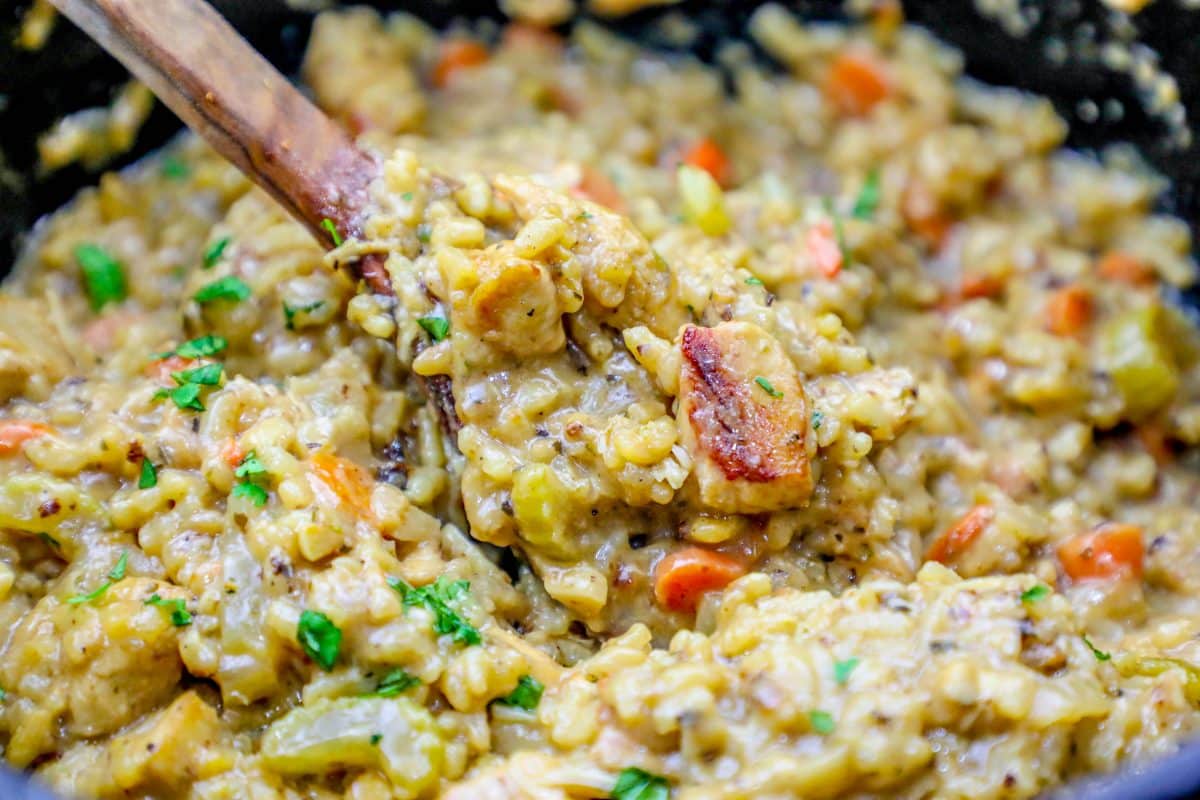 Creamy One Pot Chicken Risotto With Vegetables