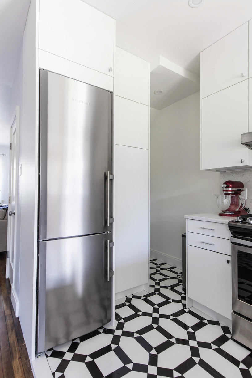 A Modern Black and White Kitchen in Brooklyn, Sized Just Right Sweeten