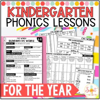 Kindergarten Phonics Lesson Plans for the Year Bundle | Sweet for