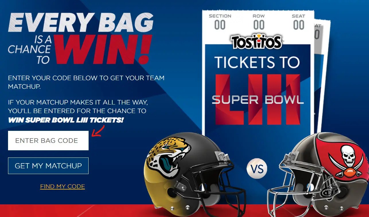 Tositos Match Up Sweepstakes (5 Super Bowl Trips) 11/6 10PPD18+