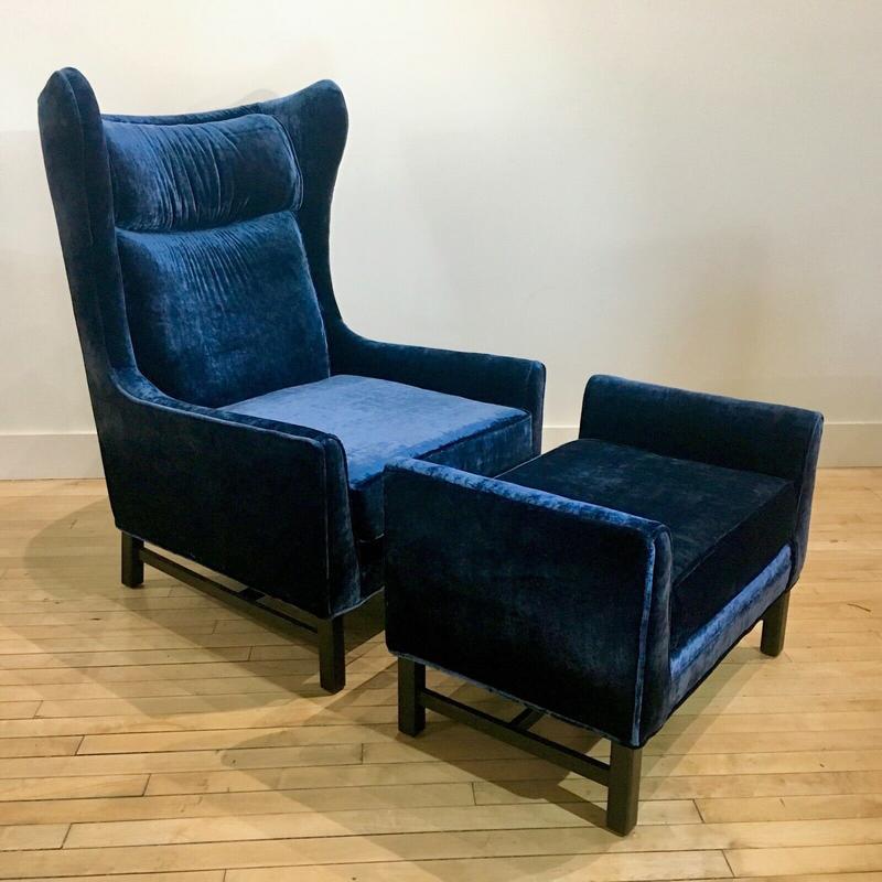 Midcentury Modern Wingback Lounge Chair & Ottoman by Directional, Baughman MCM Sweet Modern