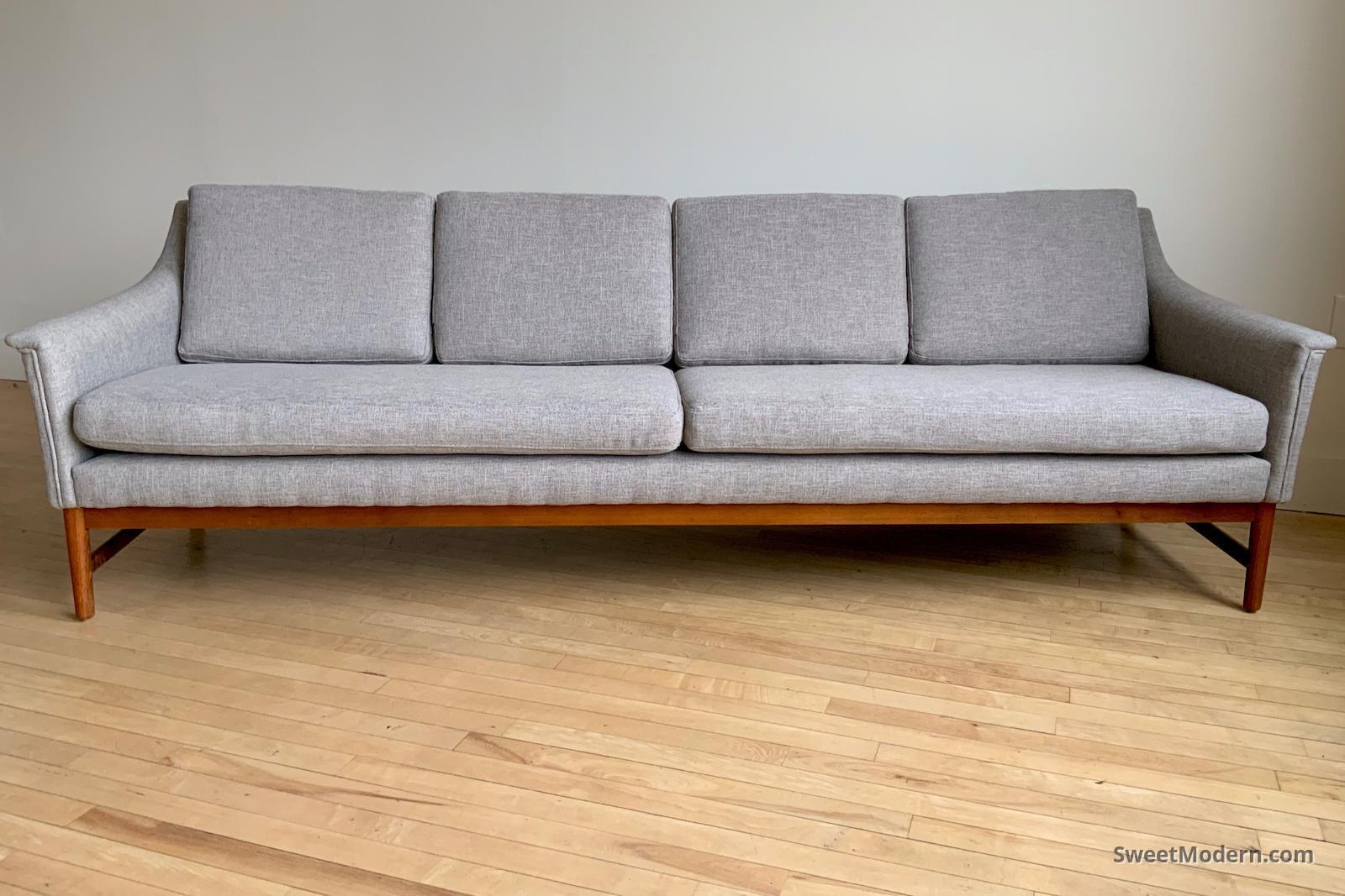 Sofa with Teak Base & Graceful Profile MCM Sofas, Sectionals