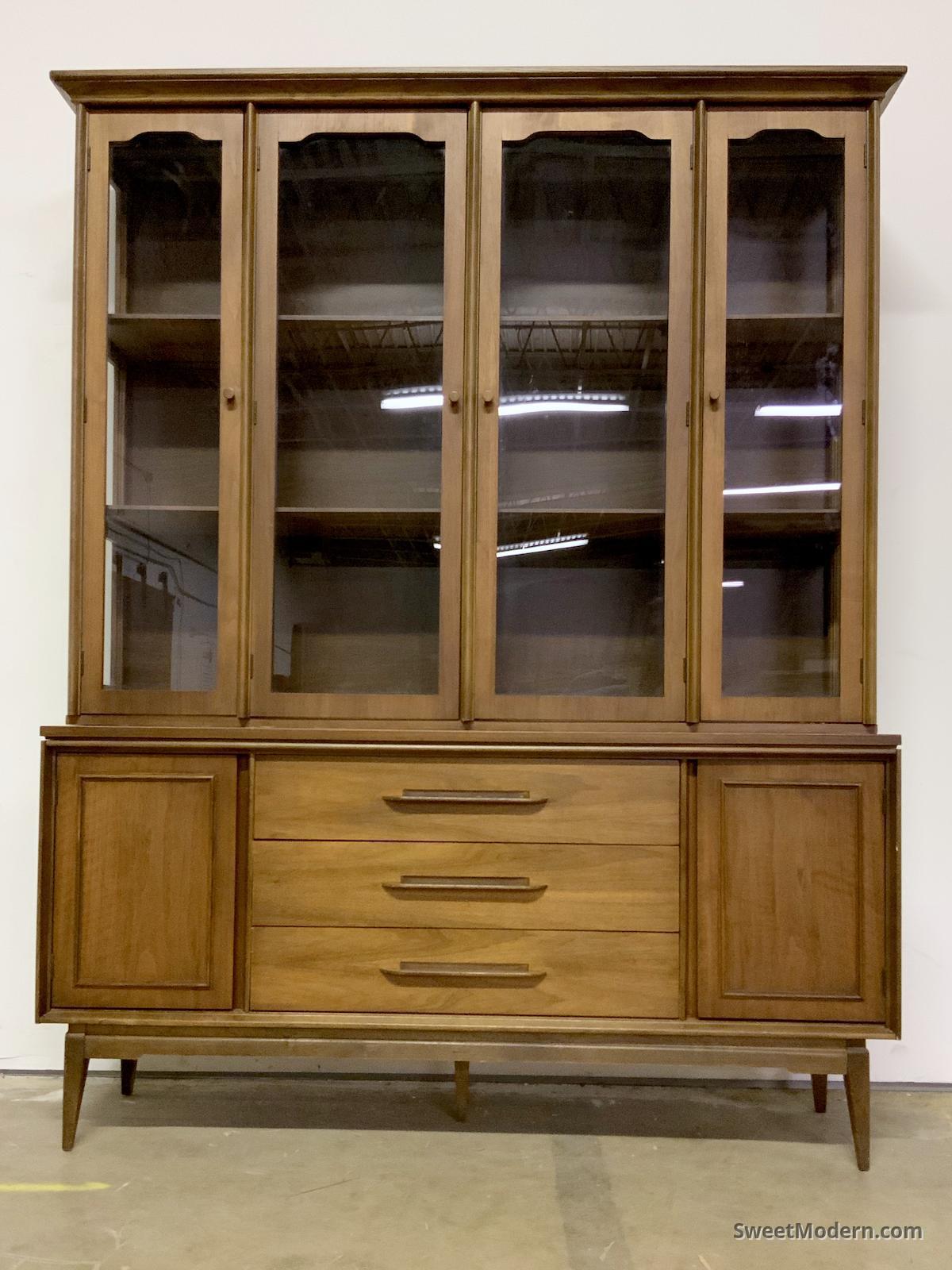 Large Walnut China by Bassett MCM China & Hutches