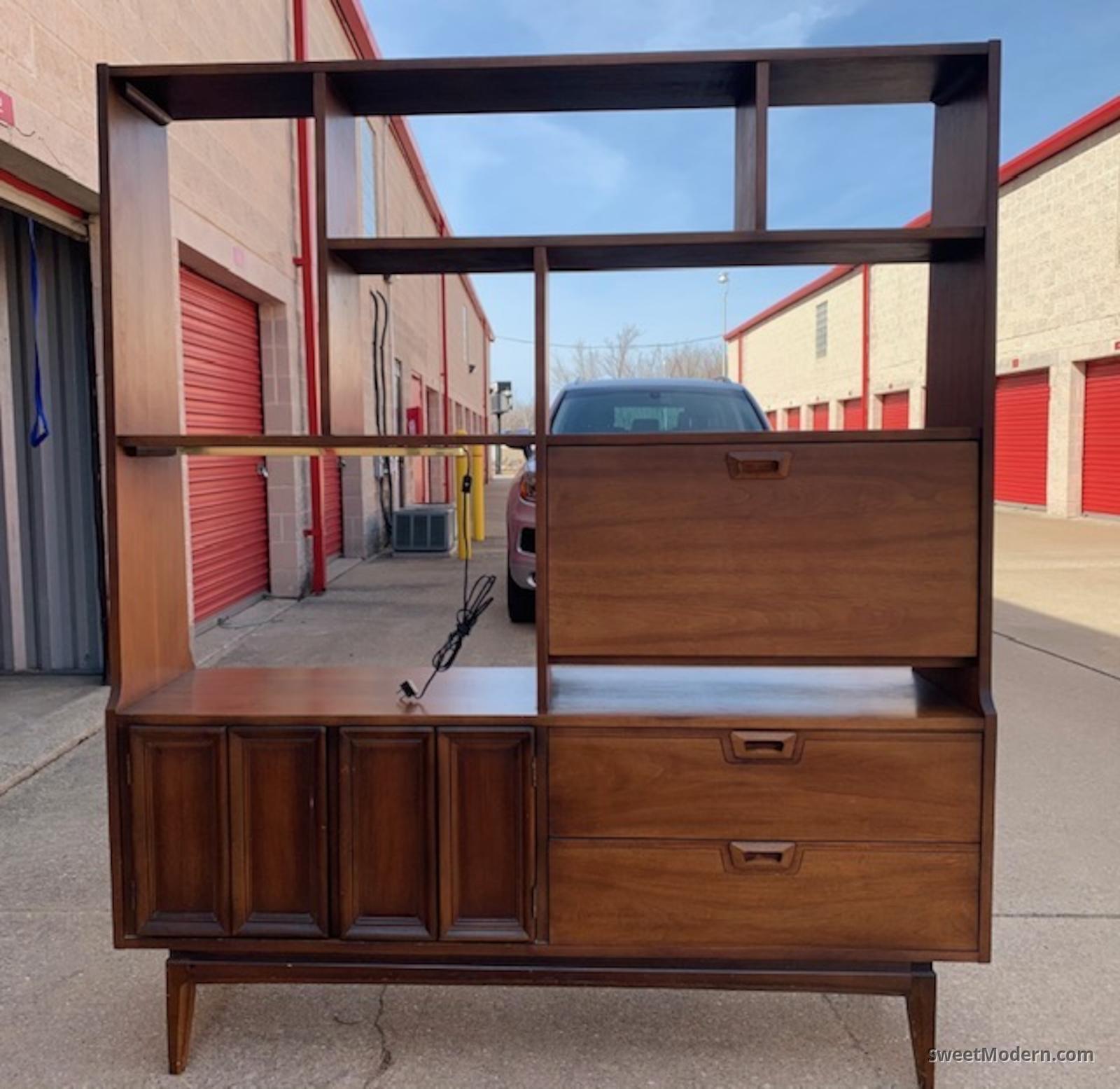 Walnut Wall Unit / Room Divider MCM Wall Units & Room Dividers