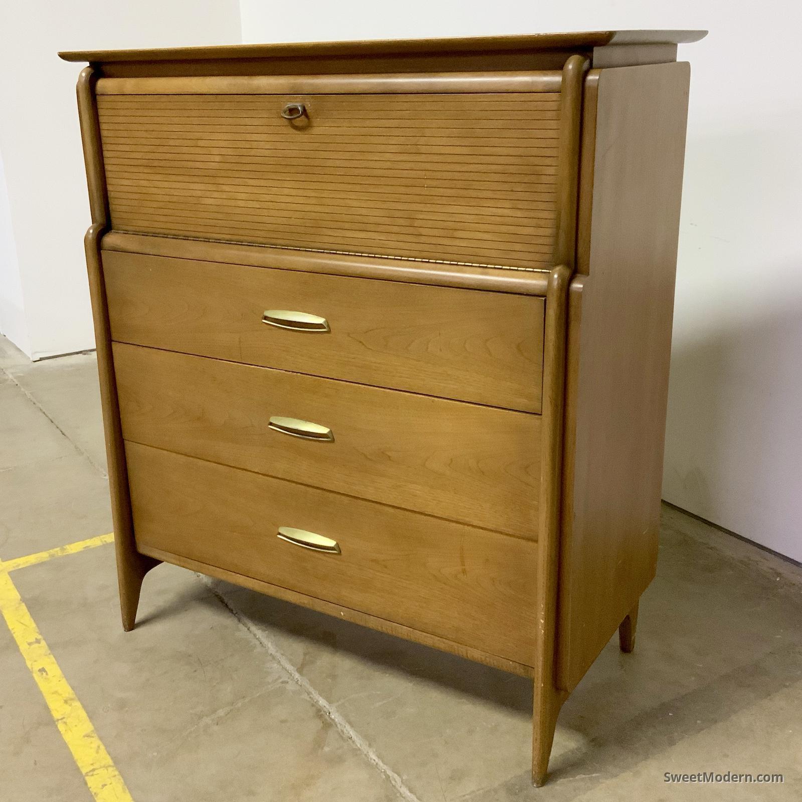 Drexel Projection Gentleman's Chest with Flipup Mirror Midcentury
