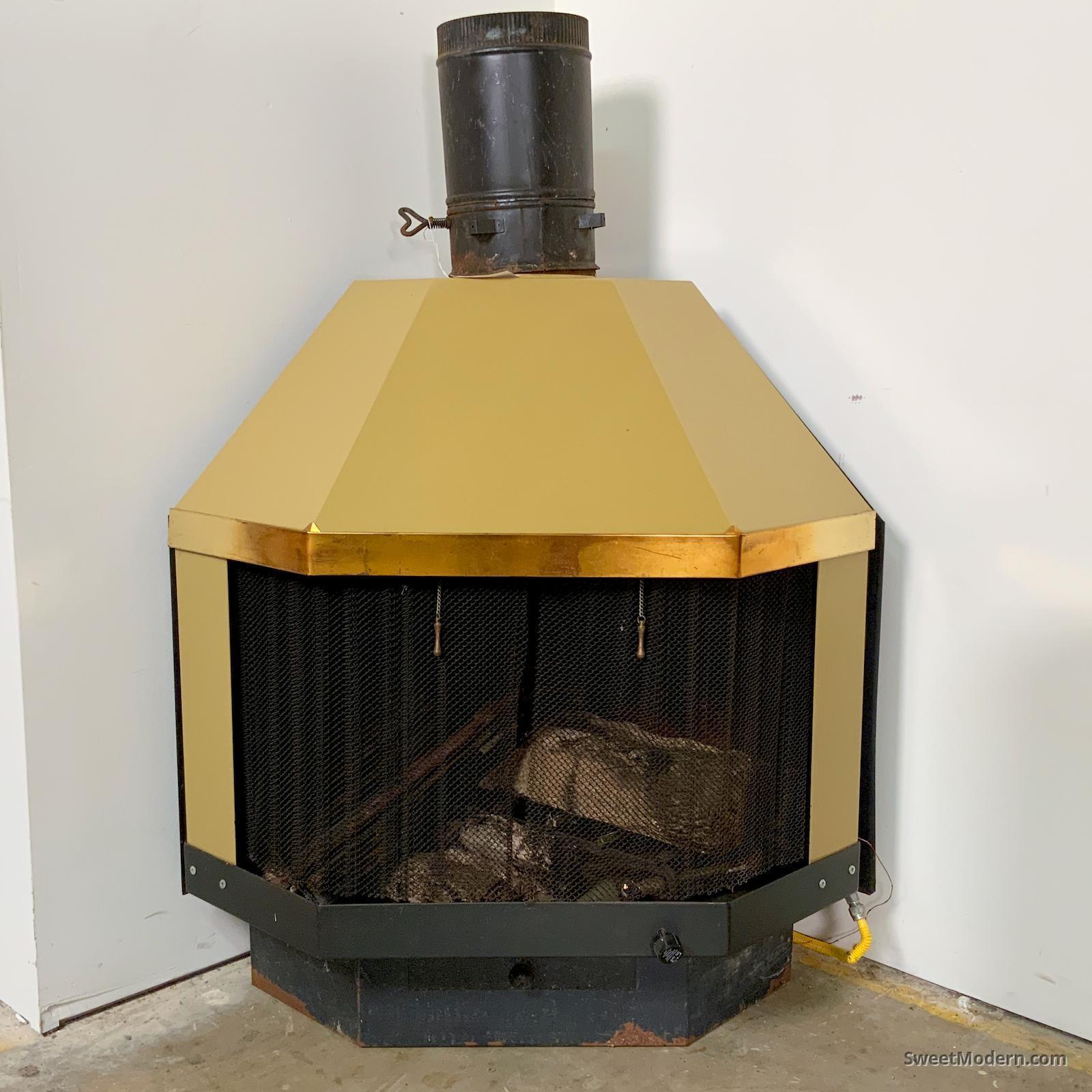 Majestic Corner Fireplace in Avocado with Gas Unit Vintage & Retro