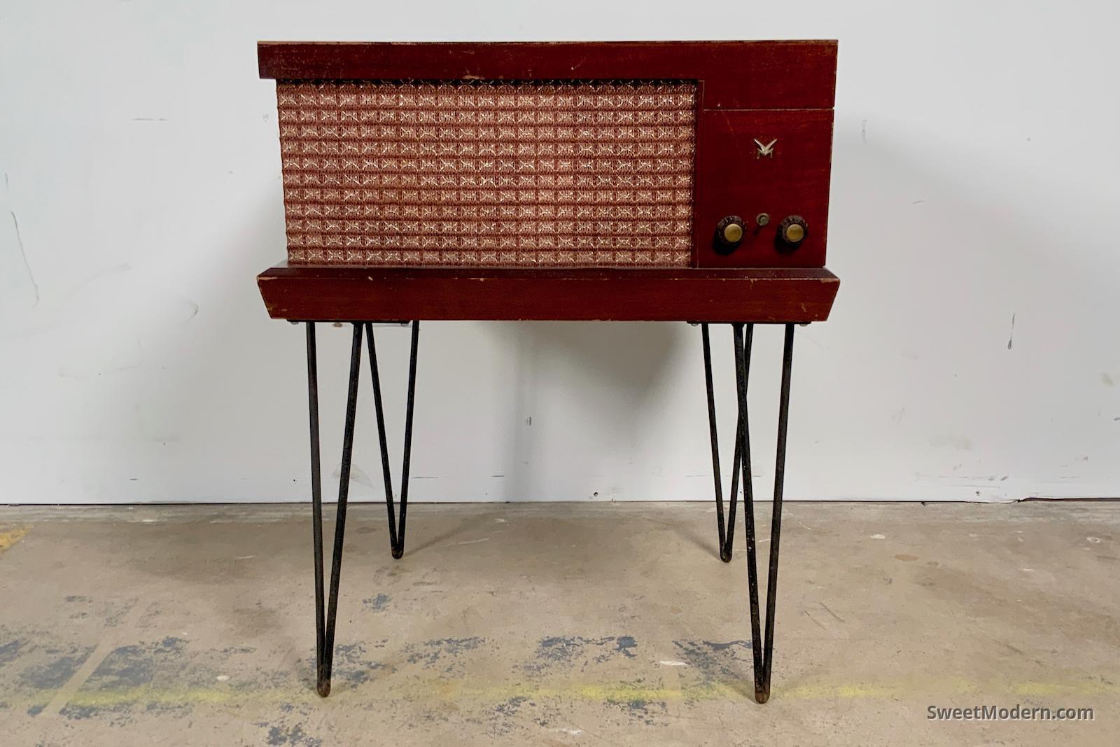 Record Player on Hairpin Legs by Voice of Music MCM Vintage Console