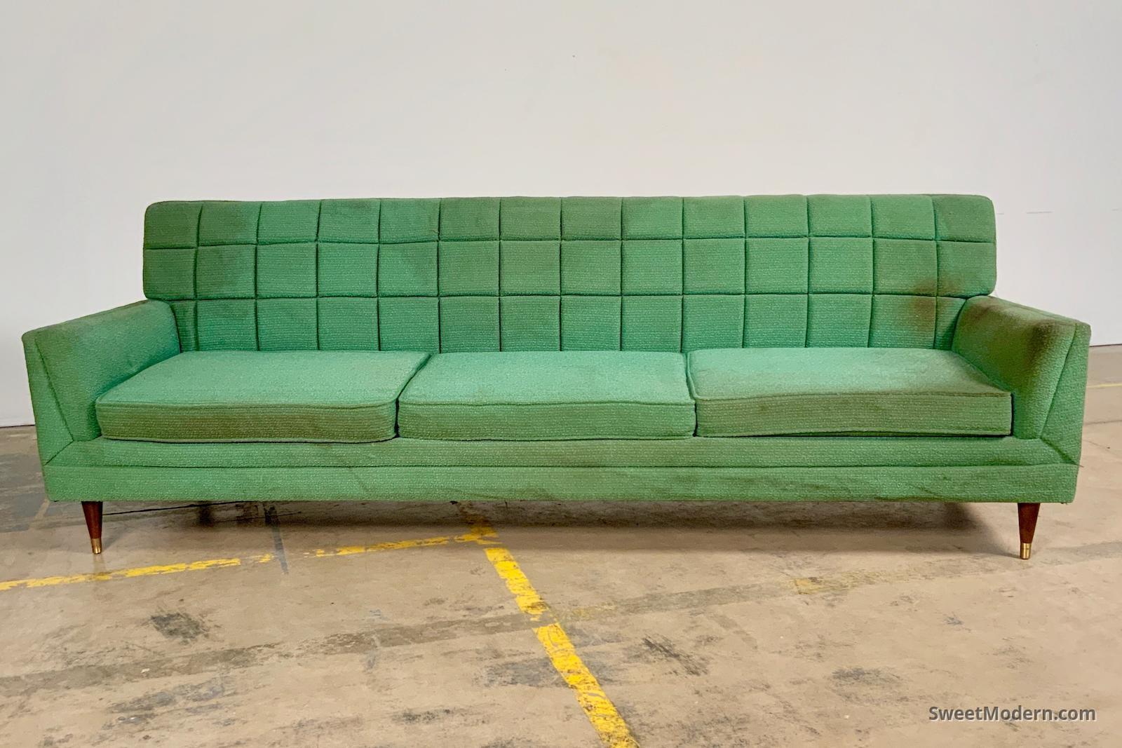 Vintage Midcentury Sofa with Square Tufting MCM Sofas, Sectionals