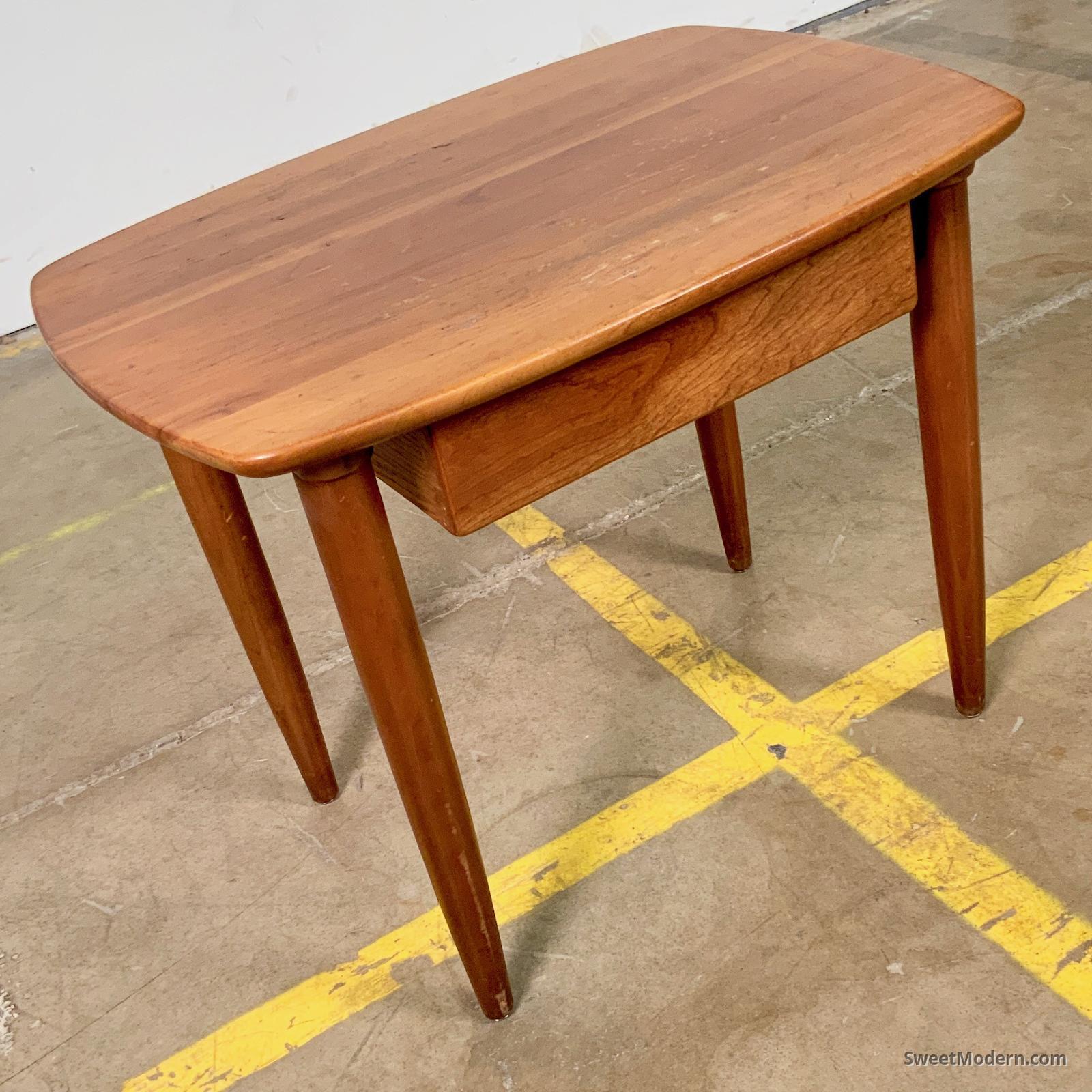 Vintage, Solid Walnut Side Table with Drawer Side Sweet Modern
