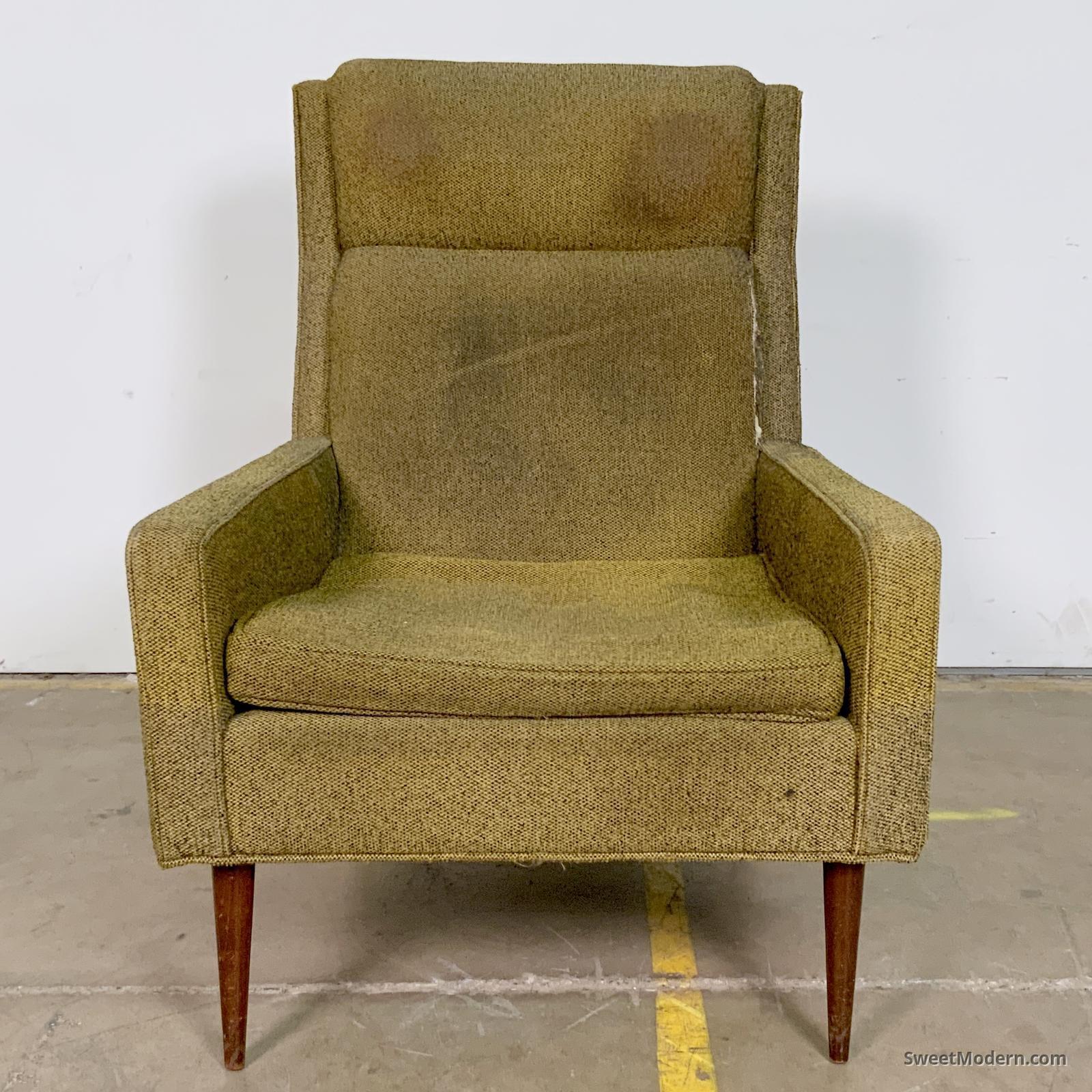 Highback Lounge Chair with Slim Tapered Legs Vintage MCM Chairs