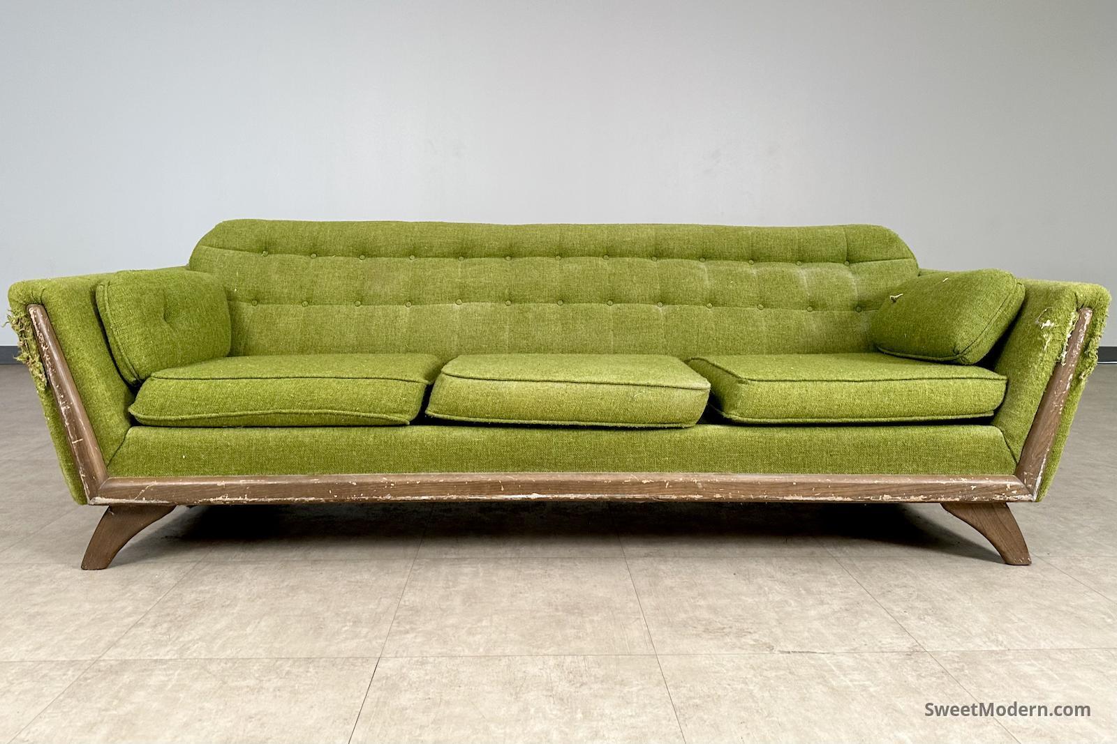 Pearsallstyle Gondola Sofa with Wood Accents MCM Sofas, Sectionals