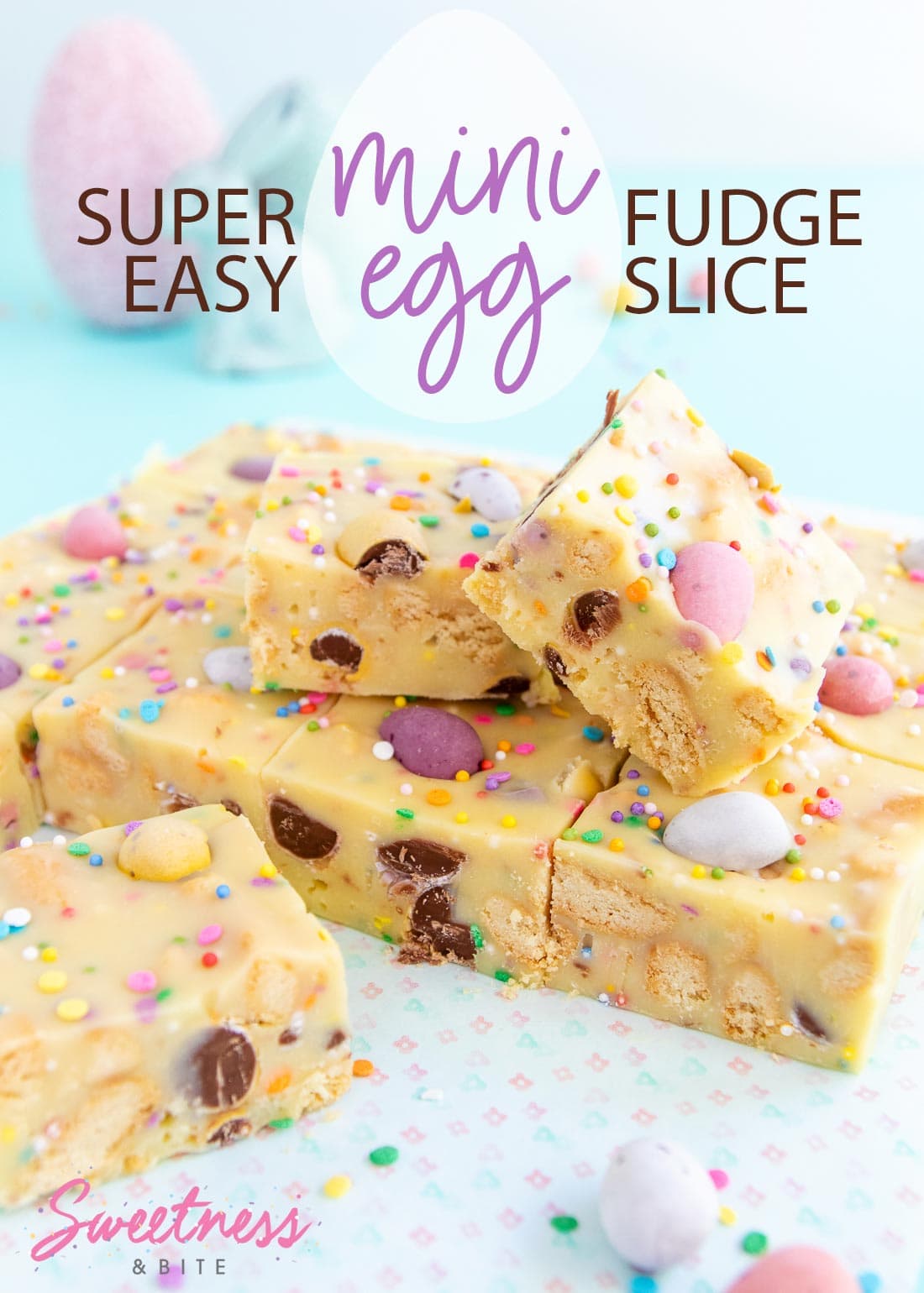 Mini Egg Fudge Slice Easy Easter recipe! Sweetness and Bite